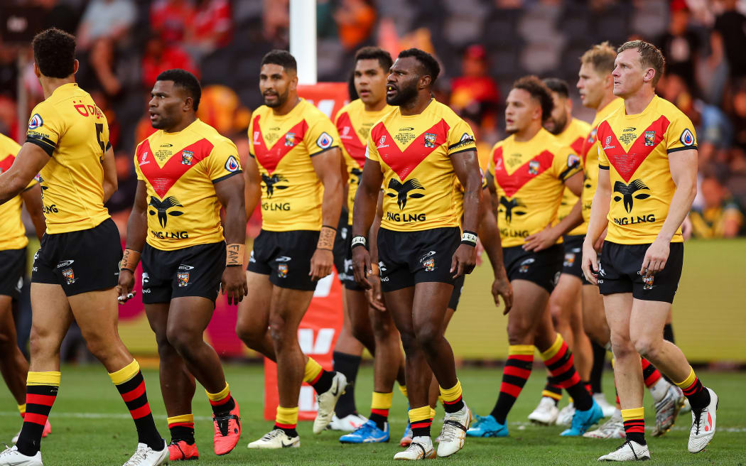 PNG players during the 2024 Pacific Championships rugby league competition.