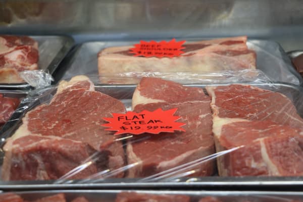 Pieces of steak at Three Kings Butchery in Auckland.
