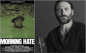Film poster for 'Morning Hate' and portrait of director Dean O'Gorman.