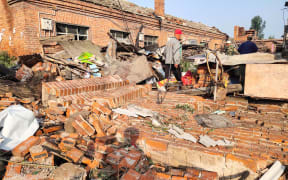Some of the buildings damaged by a tornado in Kaiyuan, in China's northeastern Liaoning province.