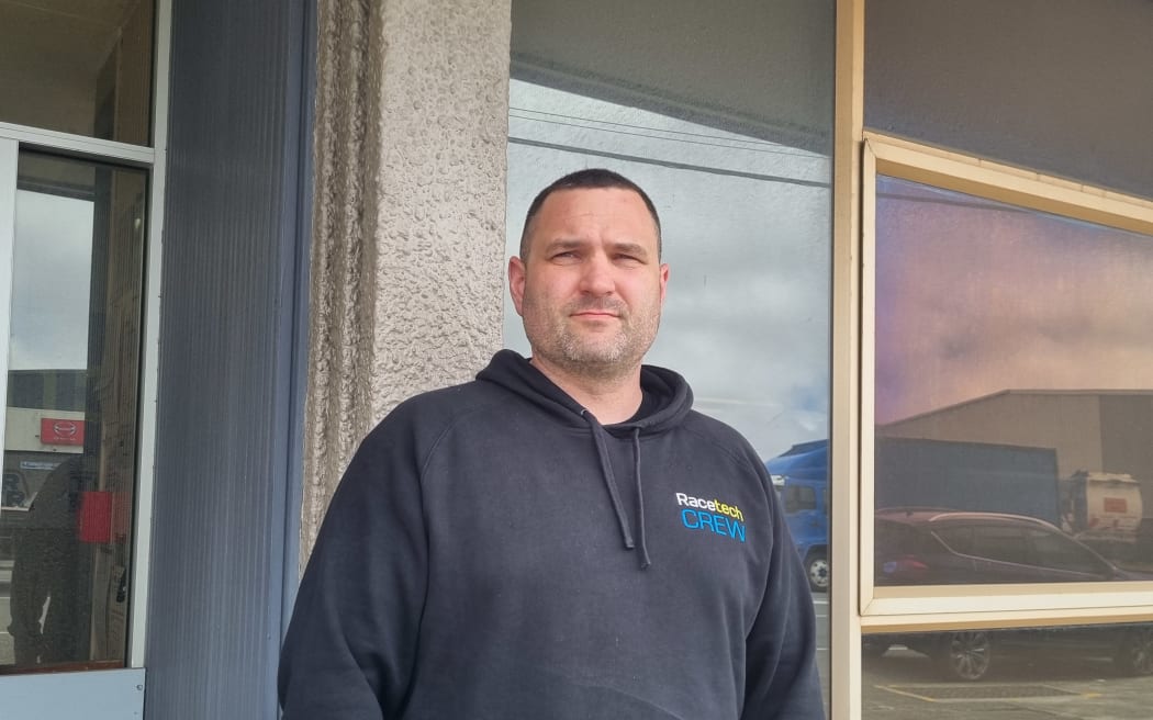 Anthony Coomer outside the Race Tech building, about 300m from the wastewater treatment plant in Seaview.