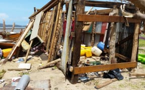 A house destroyed by Cyclone Winston in Fiji's remote Yasawa Islands.