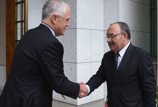 Australia's prime minister Malcolm Turnbull meets his Papua New Guinea counterpart Peter O'Neill in Canberra.