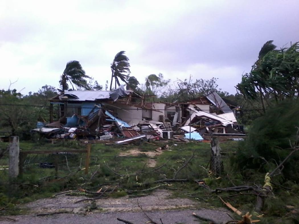 One of many homes destroyed by Cyclone Gita in Tonga