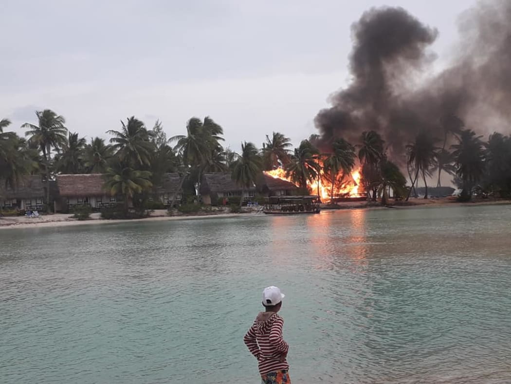 Aitutaki Lagoon Resort and Spa on fire