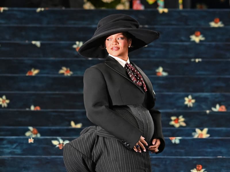 Barbadian singer and actress Rihanna arrives for the 2025 Met Gala at the Metropolitan Museum of Art on May 5, 2025, in New York.