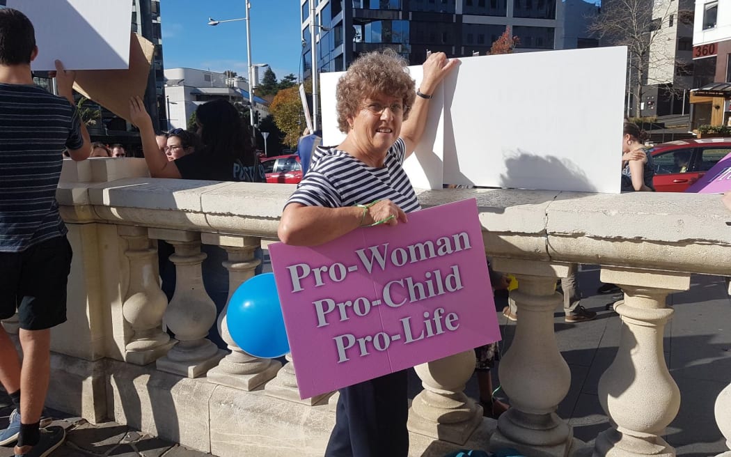 Judith Rotherham, anti abortion campaigner at an Auckland rally