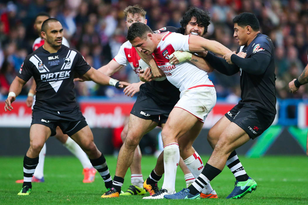 England captain tackled during Four Nations Test against New Zealand