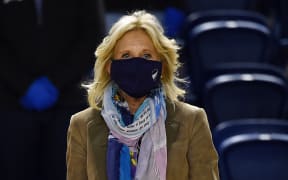 Jill Biden arrives to join Operation Gratitude to assemble care packages for deployed US troops, on December 10, 2020, in Washington, DC. (Photo by Olivier DOULIERY / AFP)