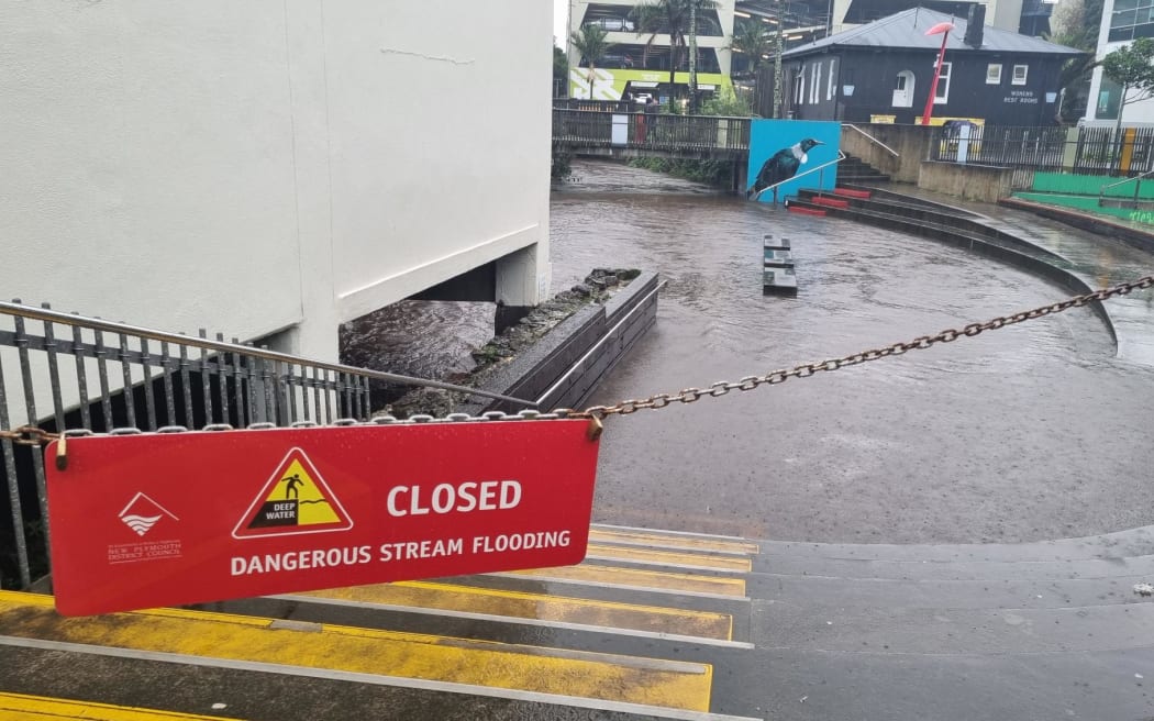 Huatoki Plaza, Pukeariki Landing in New Plymouth - flooding