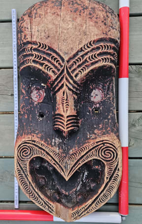 This large Ngāpuhi-style carving was found washed up on a Northland beach at Kokinga Point, in the Bay of Islands.