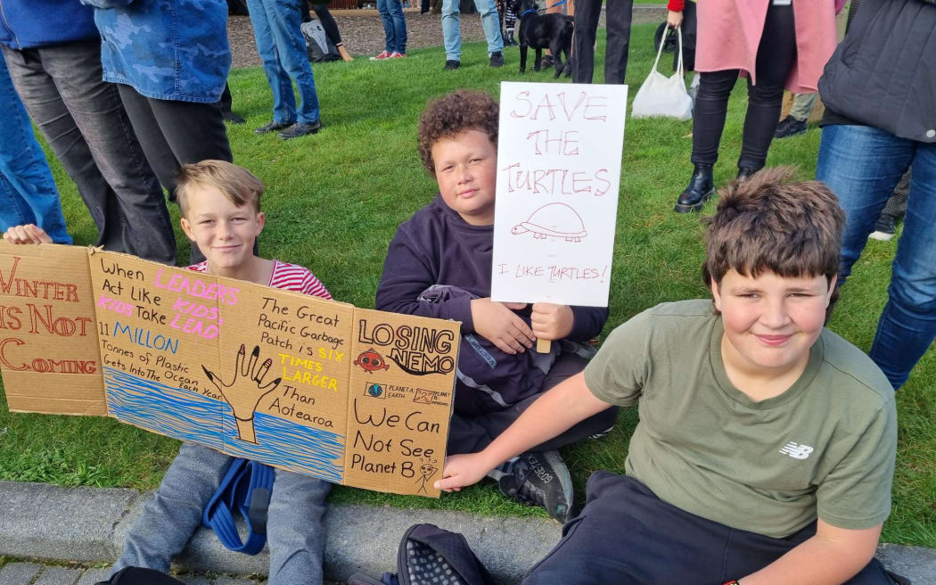 Students gather at Victoria Park in Auckland.