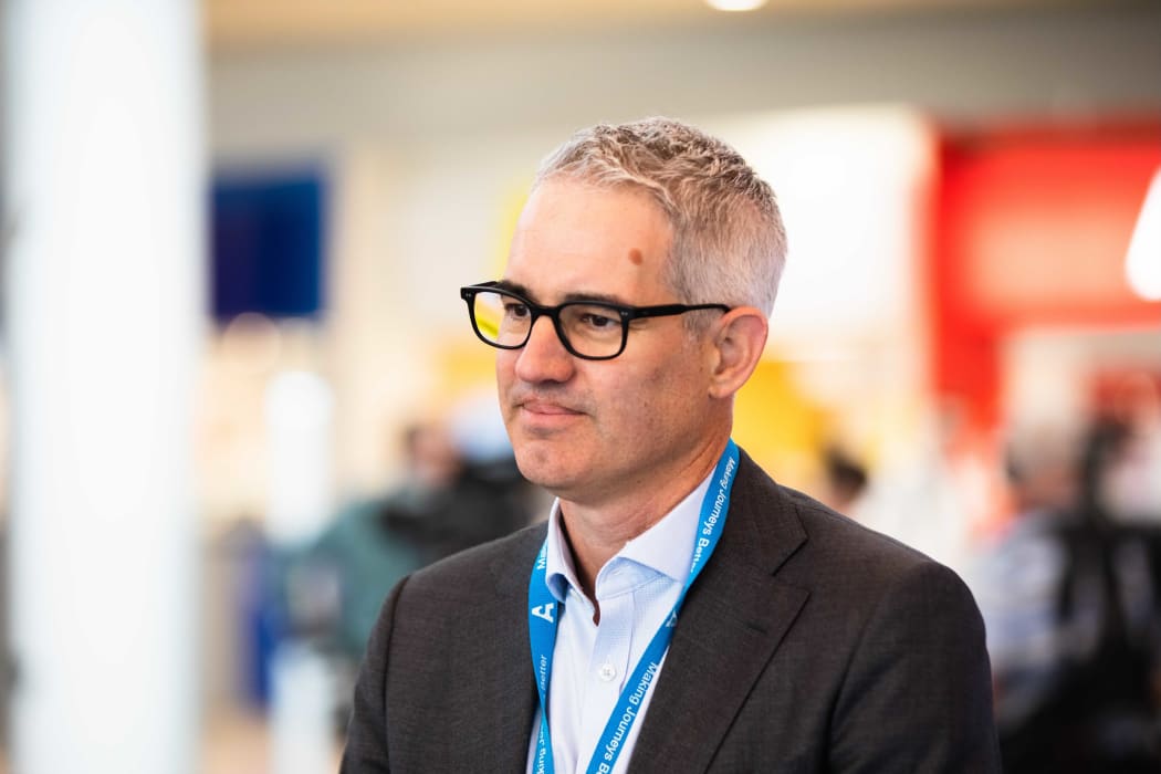 Auckland Airport chief executive Adrian Littlewood at the airport on the first day of the trans-Tasman bubble arrangement.