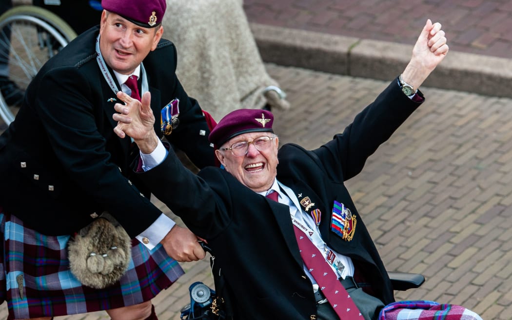 A WWII happy veteran is seen arriving to the 75th anniversary of the Battle of Arnhem ceremony, in Arnhem on September 20th, 2019.