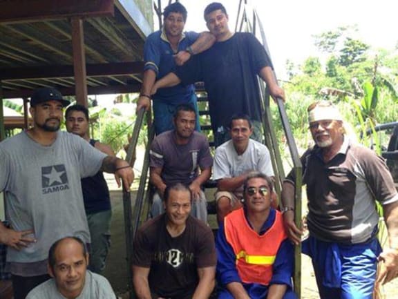SRCT staff and members after a hard day's work at Goshen Trust in 2012.