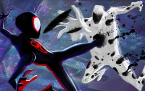 Frame from the animated superhero film Spider-Man: Across the Spider-Verse