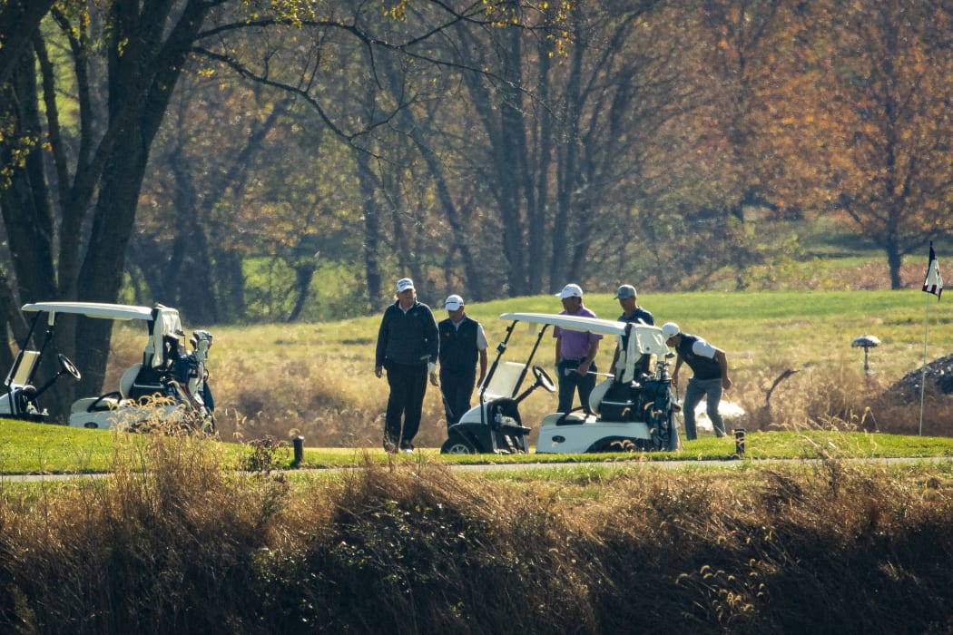 President Donald Trump at his golf course in Virginia.