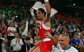 Algeria's Imane Khelif after winning the women's 66kg final at the Paris Olympics.