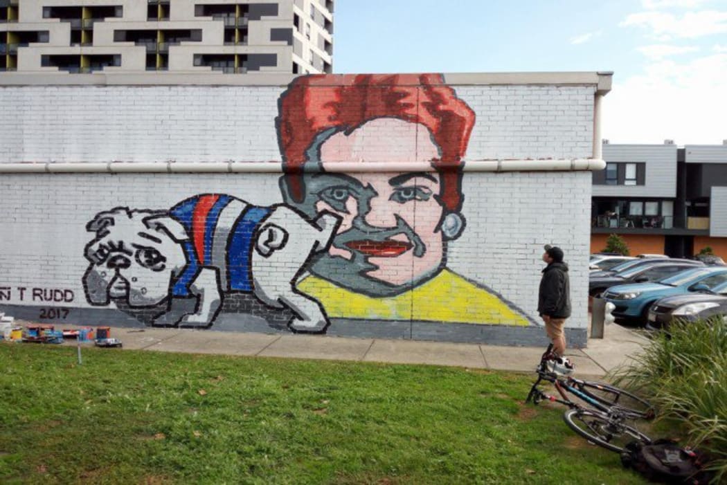 A mural of Pauline Hanson, by Melbourne artist Van T Rudd.