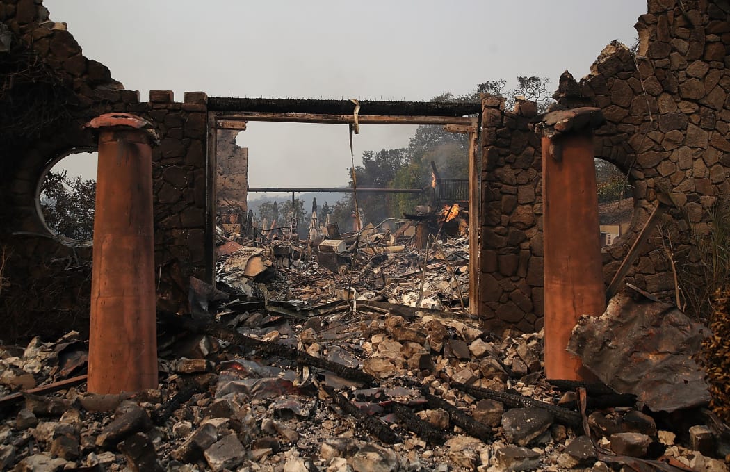 The remains of the fire damaged Signarello Estate in in Napa, California.