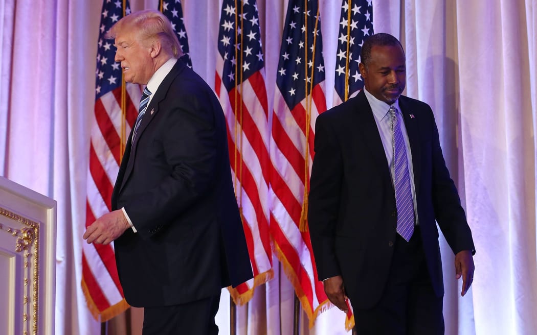 Donald Trump takes the stage as former republican nomination candidate Ben Carson adds his support.