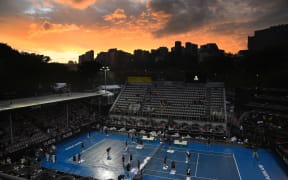 General view of Centre court during the singles Final match of the 2023 Womens's ASB Classic.