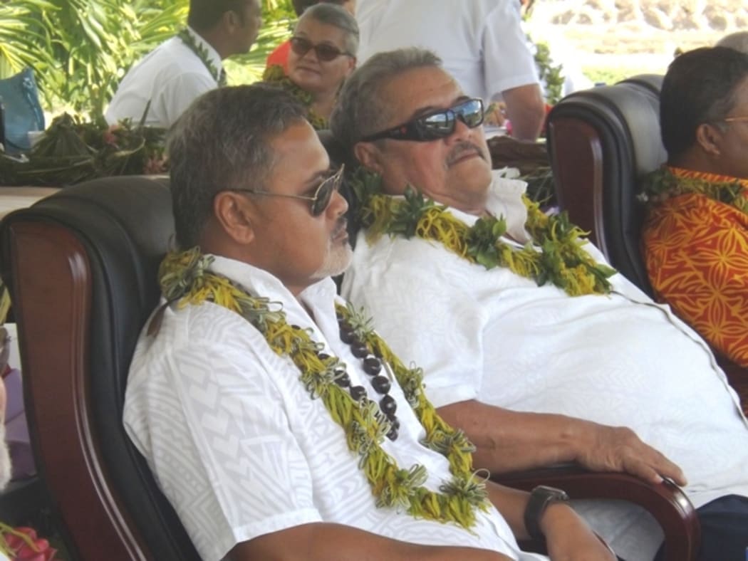 Samoa Minister of Police and Prisons, Sala Fata Pinati (right) and Minister of Justice, Faaolesa Katopau Ainu'u.