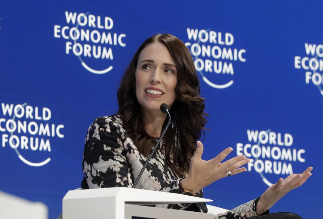 Prime Minister Jacinda Ardern speaks during the Safeguarding the planet session at the World Economic Forum in Davos, Switzerland.