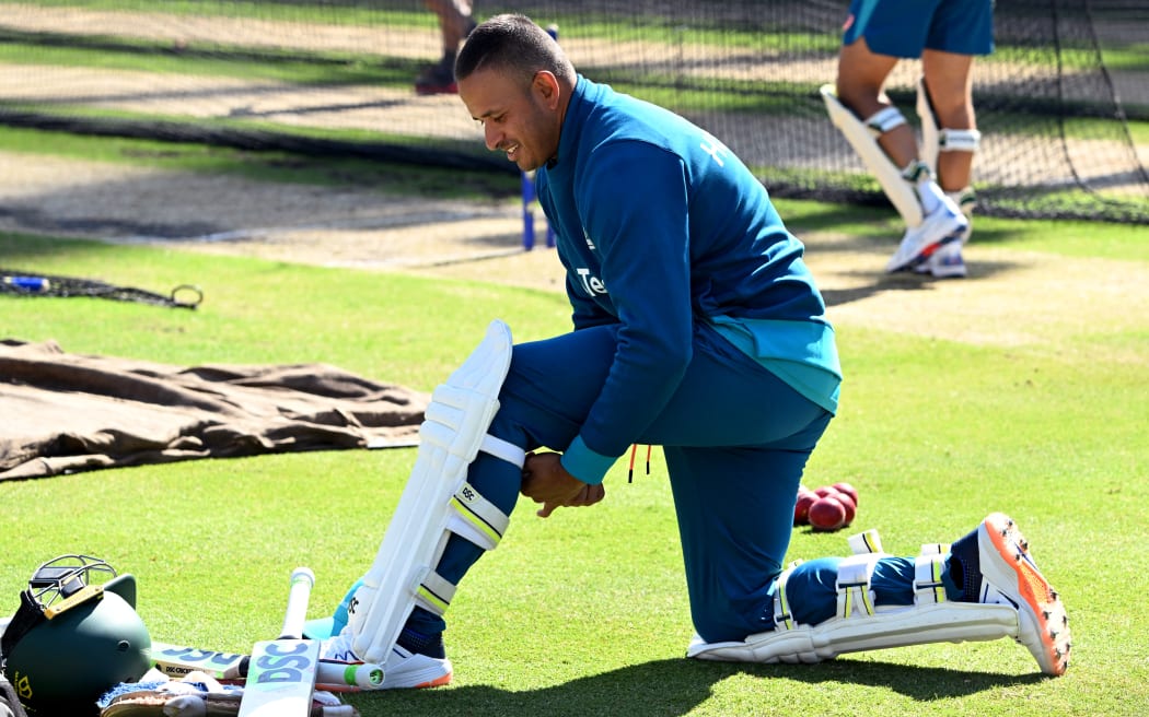 Australian batsman Usman Khawaja prepares to bat in the nets during a practice session at the Melbourne Cricket Ground (MCG) in Melbourne on December 24, 2023, ahead of the second cricket Test match against Pakistan. (Photo by William WEST / AFP) / -- IMAGE RESTRICTED TO EDITORIAL USE - STRICTLY NO COMMERCIAL USE --