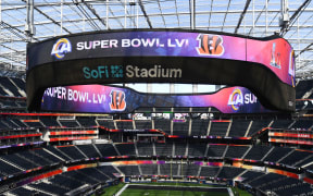 A view of the SoFi Stadium field before  Super Bowl LVI between LA rams and the Cincinnati Bengals.