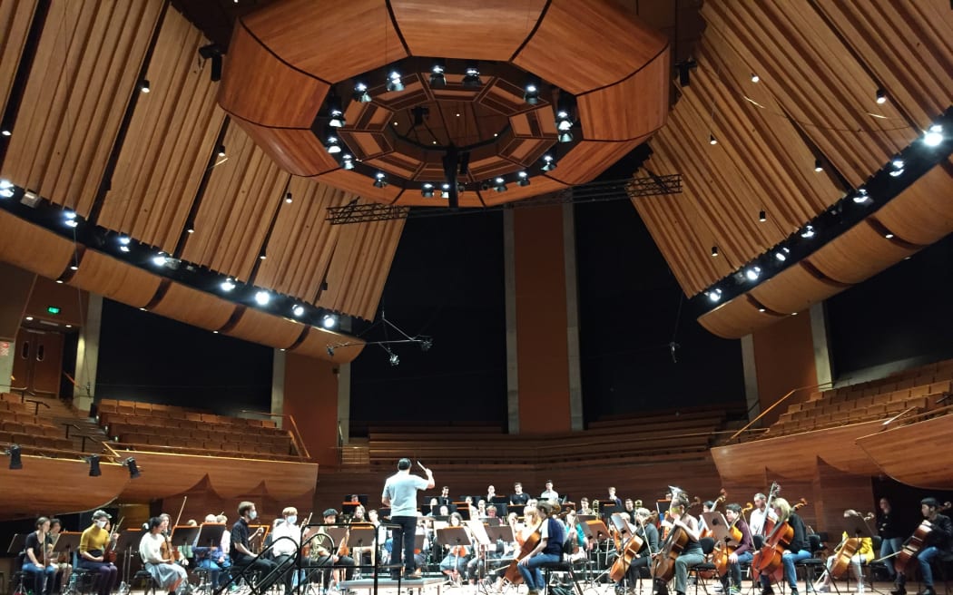 Wellington Youth Orchestra rehearse in the MFC with Miguel Harth-Bedoya