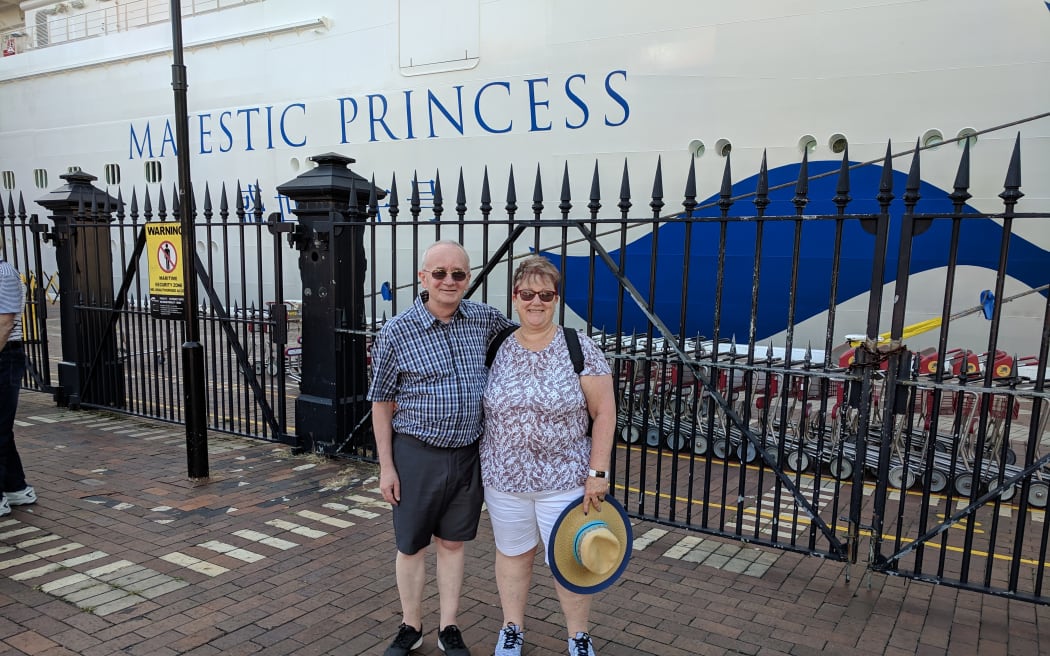 Gill and Ian Tollemache in Sydney before leaving for a cruise in 2019.