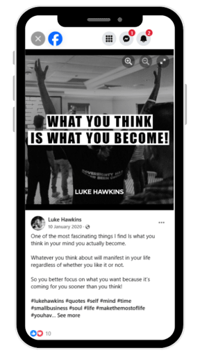 Luke Hawkins's social media feeds are full of inspirational posts, encouraging his followers to "manifest what you want in your life".