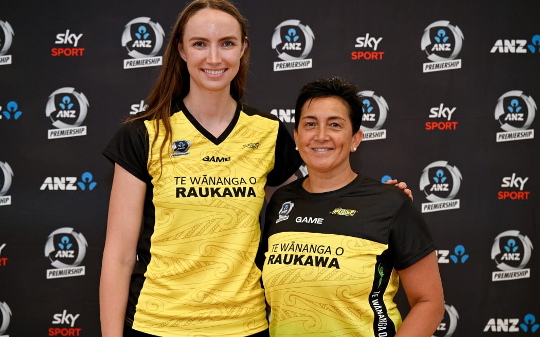 Kelly Jury of Central Pulse and Central Pulse coach Yvette McCausland-Durie. ANZ Premiership New Zealand domestic netball competition media launch at Auckland Netball Centre, Auckland, New Zealand on Monday 27 February 2023. Mandatory credit: Alan Lee / www.photosport.nz