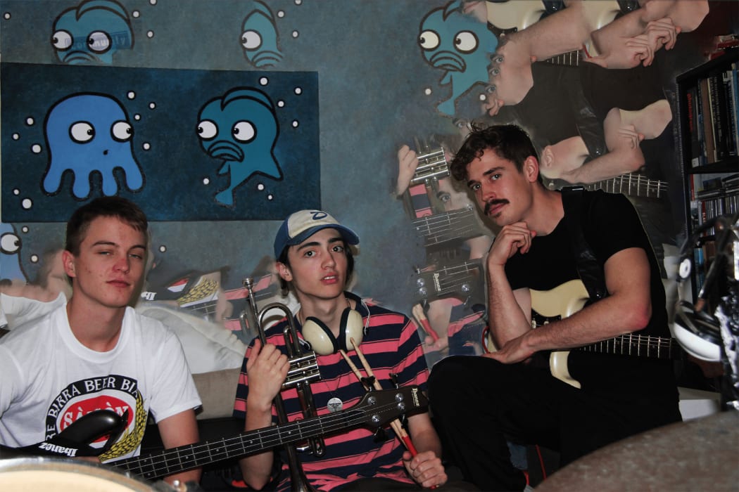 Josh Rundle (bass), Cameron McCurdy (vocals, drums, trumpet), Mitchell Baber (vocals, guitar).