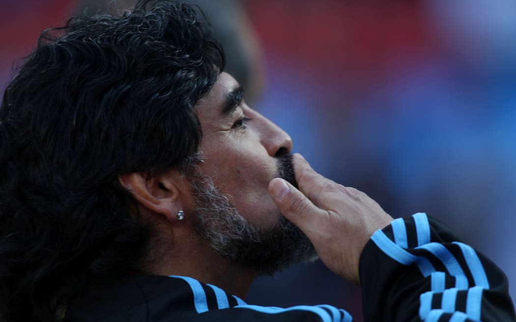 Diego Maradona at the 2010 World Cup.