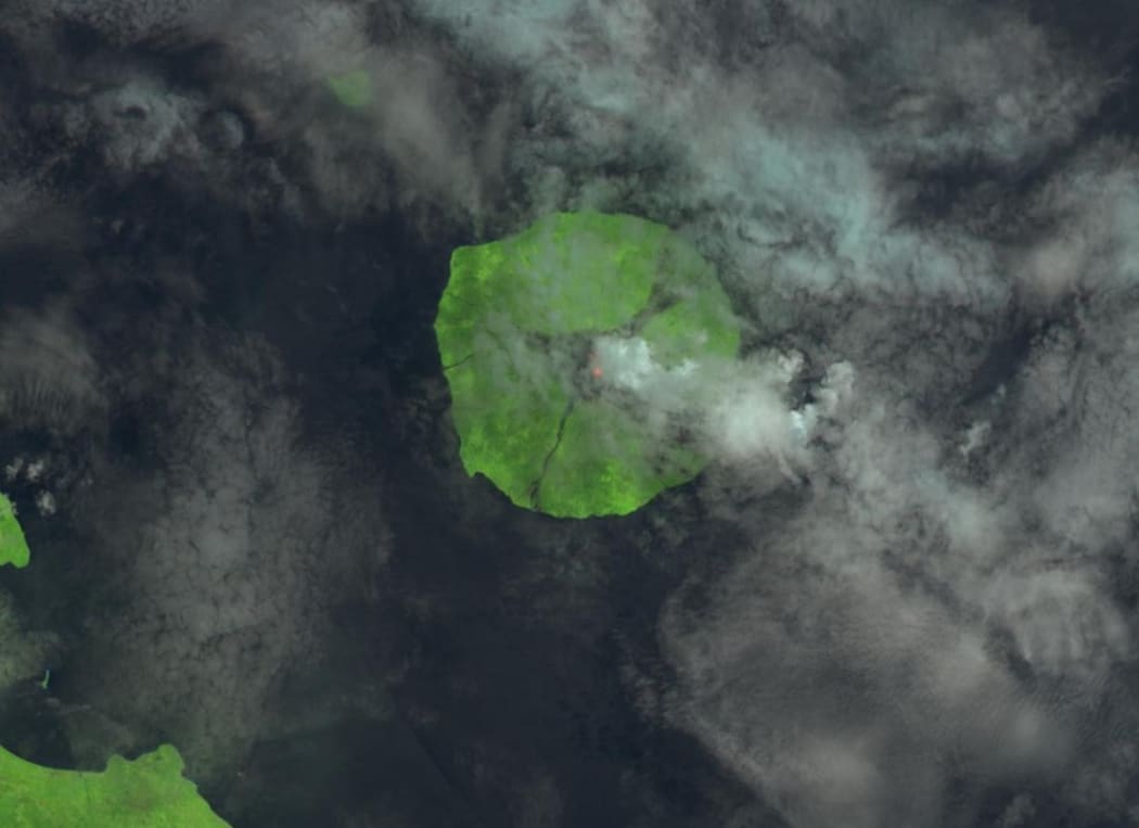 Manam volcano erupting on April 22, 2017.