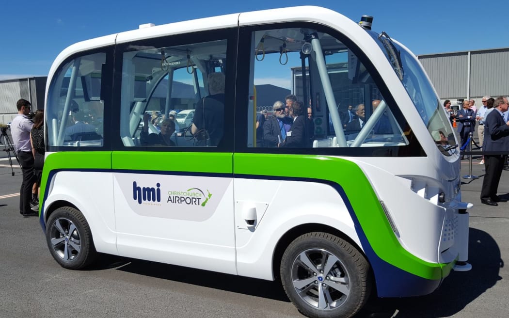 The driverless car at Christchurch airport.