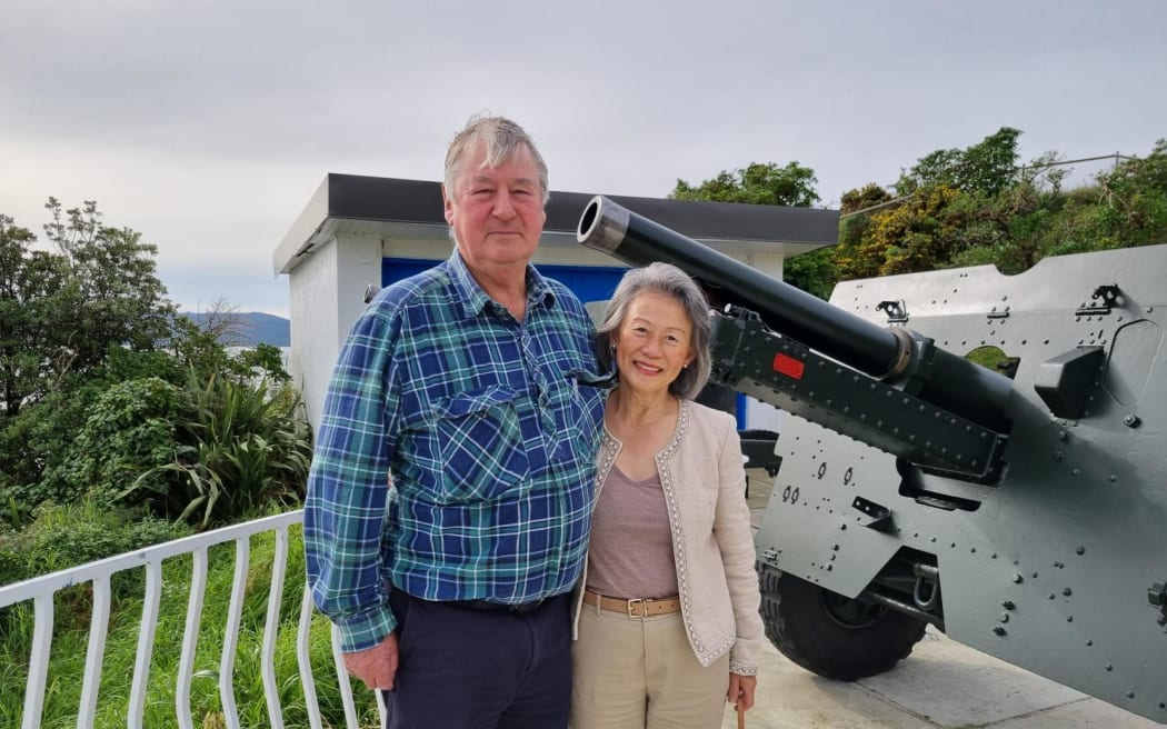 Polin and Tim Lamb went to watch the salute in Wellington.