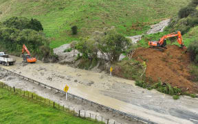 The mudslide that has closed SH3 at Awakino in Waitomo.