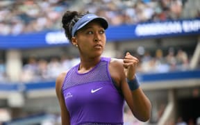 Japan's Naomi Osaka celebrates at the US Open.