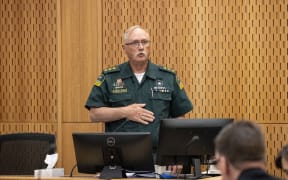 041223 CHRIS SKELTON
Witness, Bruce Chubb from St John command and control during the Christchurch terror attack inquest held at the Christchurch Justice precinct.