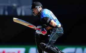 Brendon McCullum gets hit on the arm