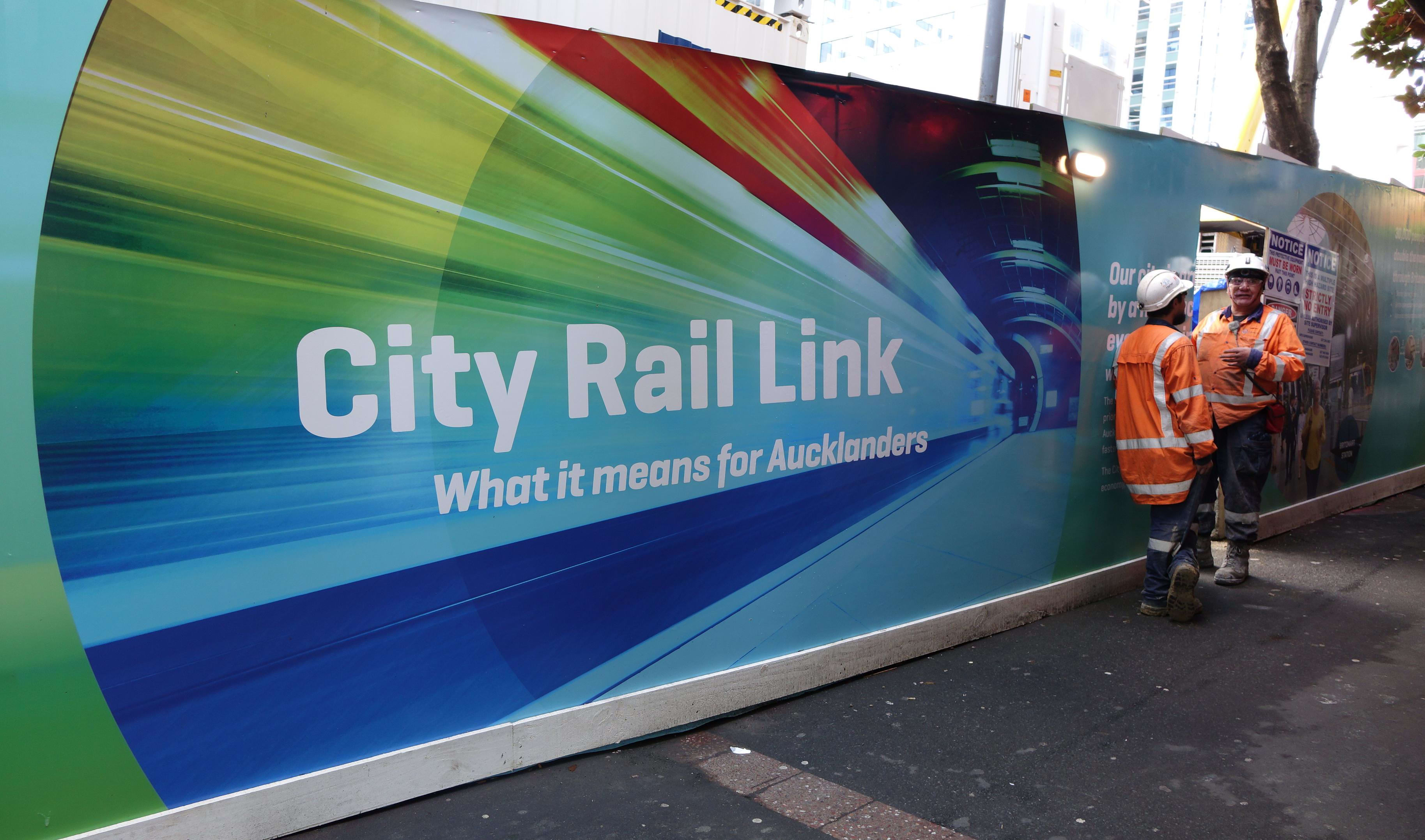 A sign on Victoria Street, Auckland, where work on the City Rail Link project is already under way.
