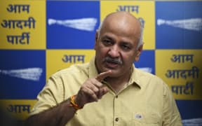 Delhi Deputy Chief Minister Manish Sisodia speaks during a press conference in New Delhi on August 20, 2022, after the Central Bureau of Investigation (CBI) had raided his home in relation to alleged irregularities with the implementation of the Excise Policy 2021-22. (Photo by Sajjad HUSSAIN / AFP)