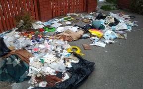 Rubbish in the residential red zone.
