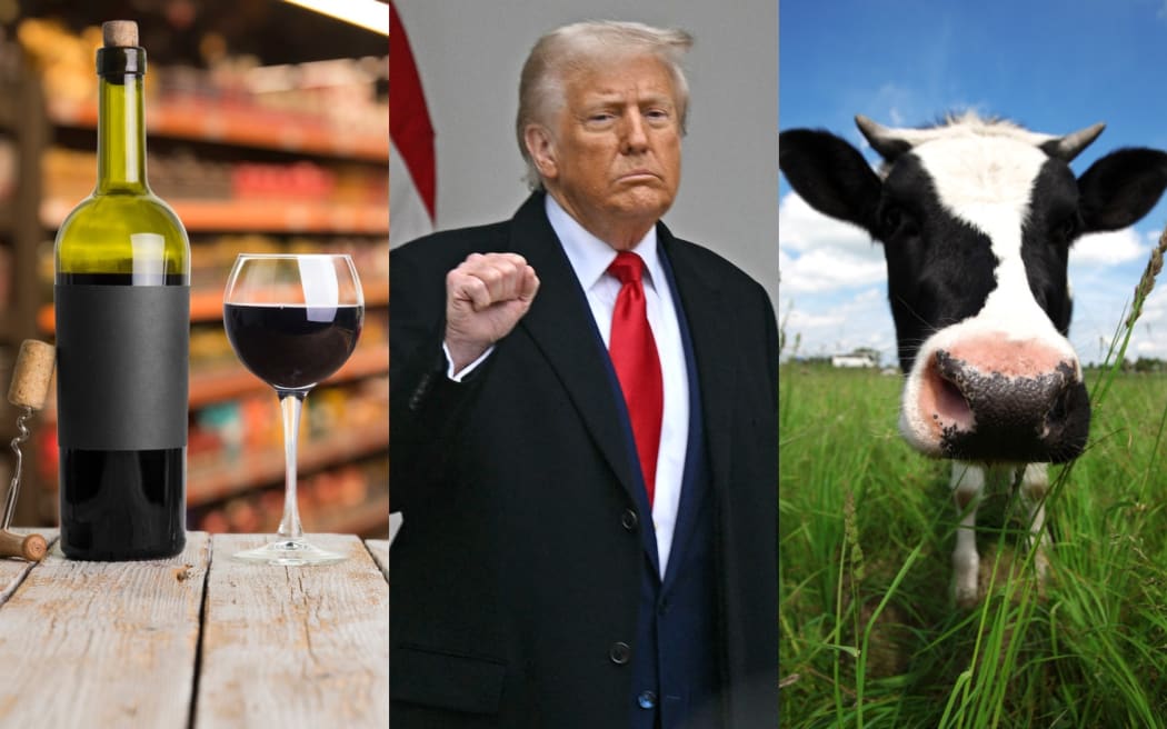 A bottle of wine, Donald Trump and a dairy cow.