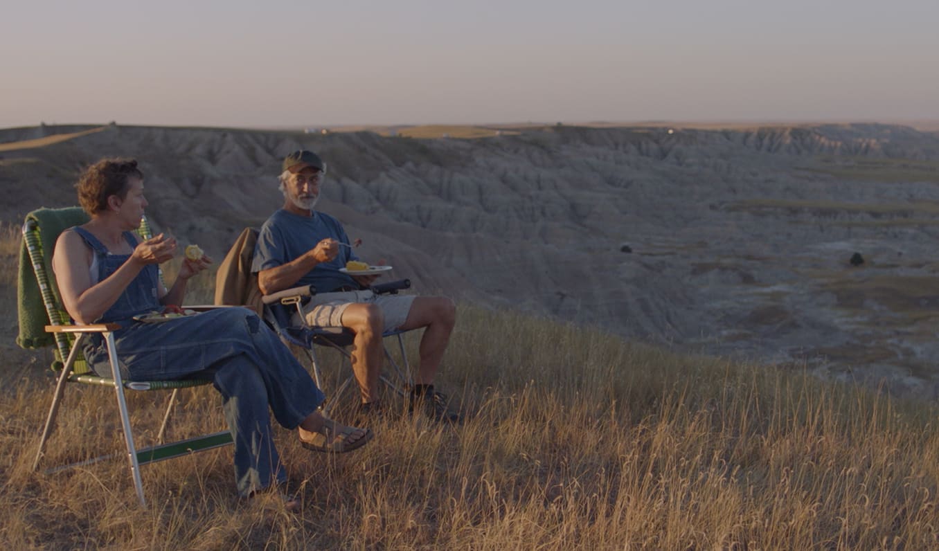Frances McDormand and David Strathairn in the film NOMADLAND. Photo Courtesy of Searchlight Pictures. Â© 2020 20th Century Studios All Rights Reserved