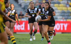 Shanice Parker of New Zealand runs with the ball during the 2023 Pacific Championships
