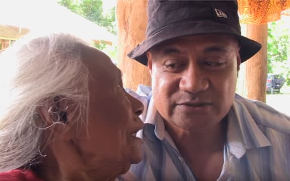 Oscar Kightley with one of his aunties in Samoa.